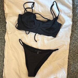 LA Hearts High Waist Black Bikini